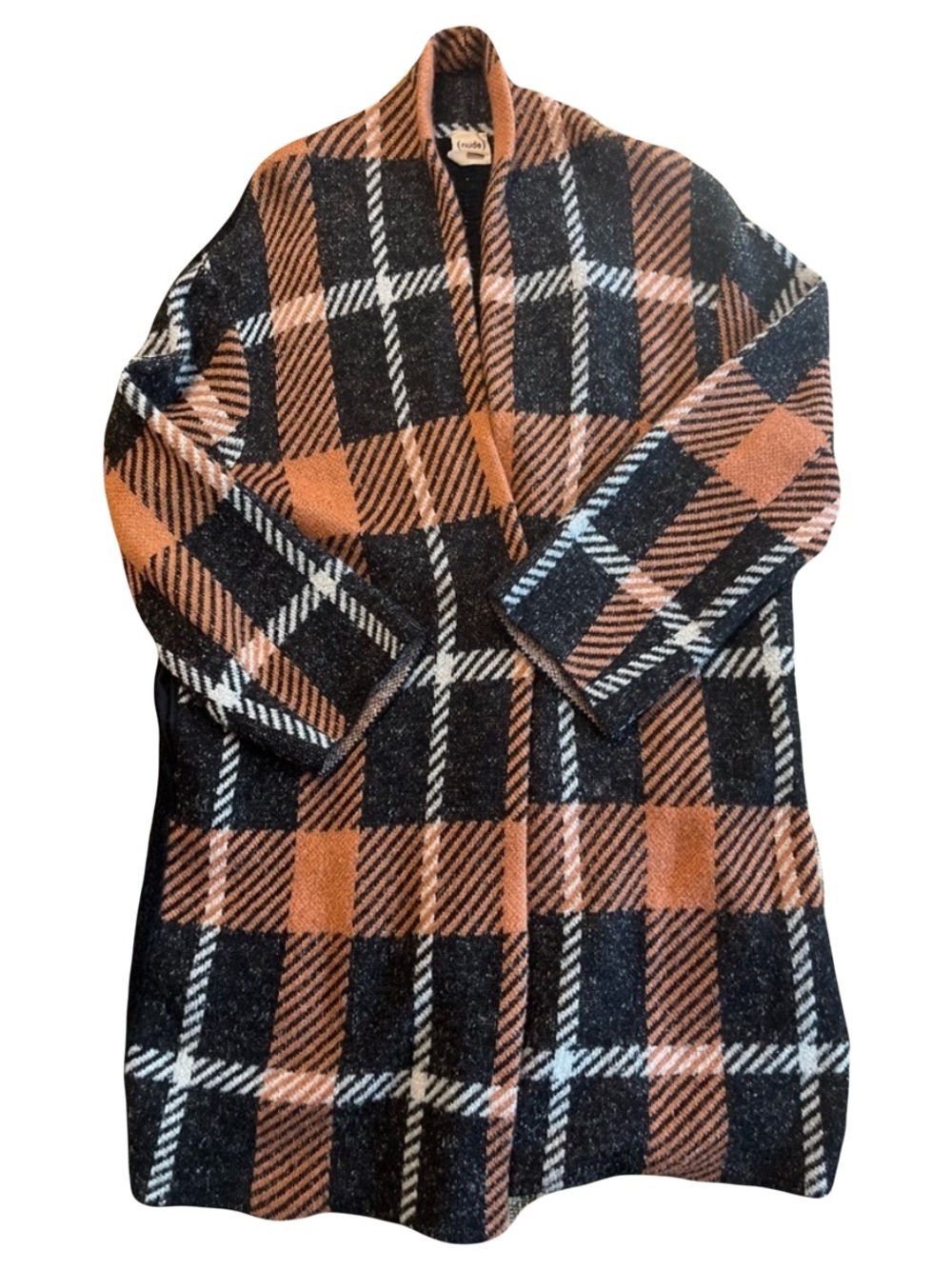(nude) Cardigan Jacket - Women's ITA 44 Orange Black - Plaid Sweater Knit